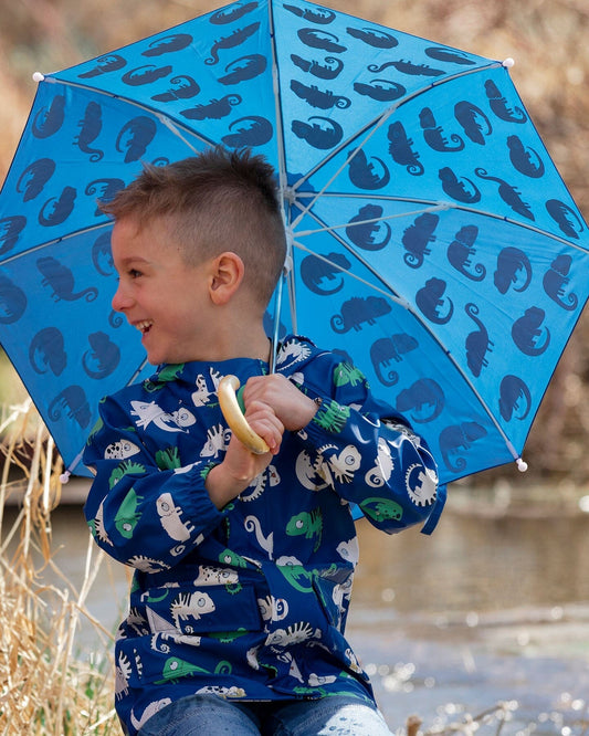 Color-Changing Umbrella Blue Chameleon Print-1