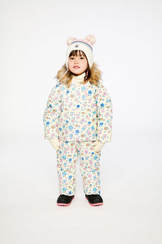 Baby Snug One Piece Snowsuit Adapted For Car Seats White With Floral Print-1