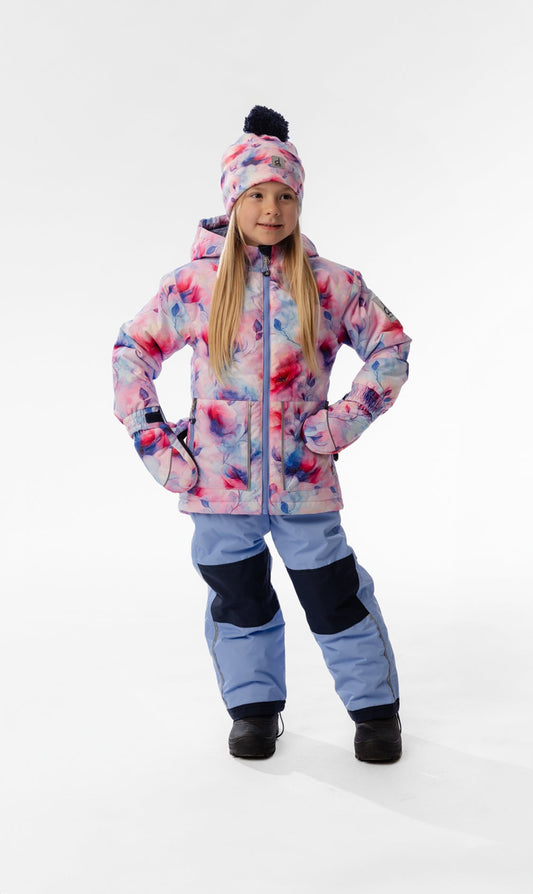 Light Weight Two Piece Chill Snowsuit Mauve Printed Flowers-1