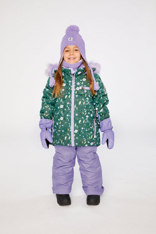 Two Piece Play Snowsuit Green Mini Flower Print-1
