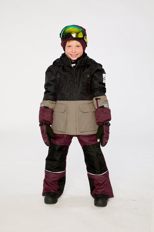 Two Piece Teknik Snowsuit Black Beige And Burgundy-1
