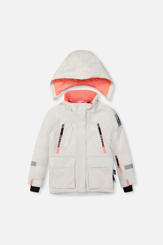 Two Piece Teknik Snowsuit Off-White And Pink With Black Pants-1