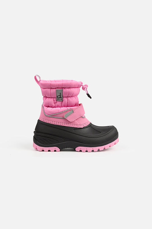 Rubberized Puffer Winter Boots Pink-1