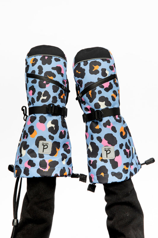 Teknik Winter Mittens Blue Leopard Print-1