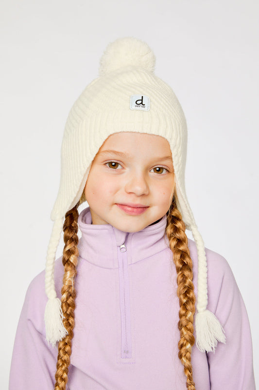 Winter Peruvian Knit Hat With Pompom Off-White-1