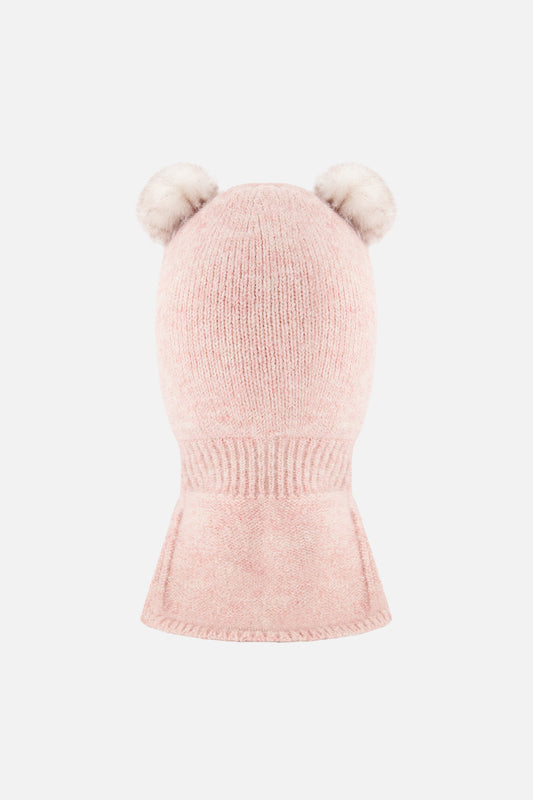 Baby Knit Bear Balaclava Pale Dusty Pink-1