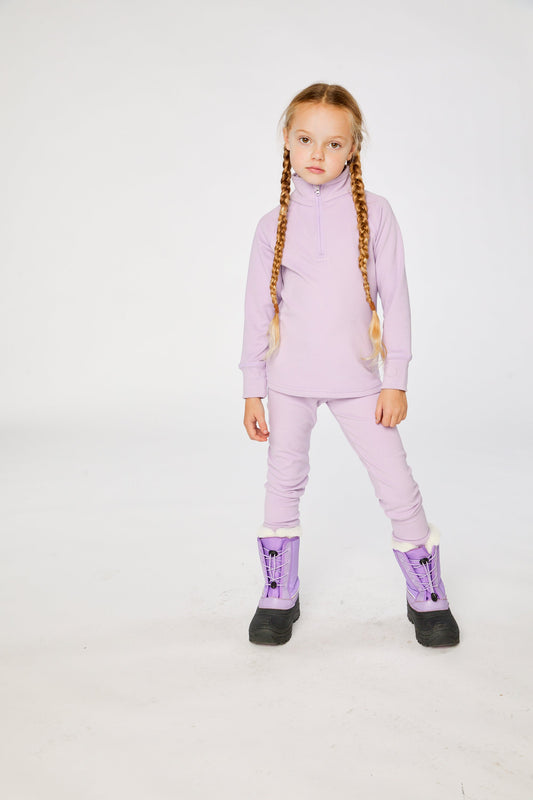 Two Piece Thermal Underwear Lavender-1