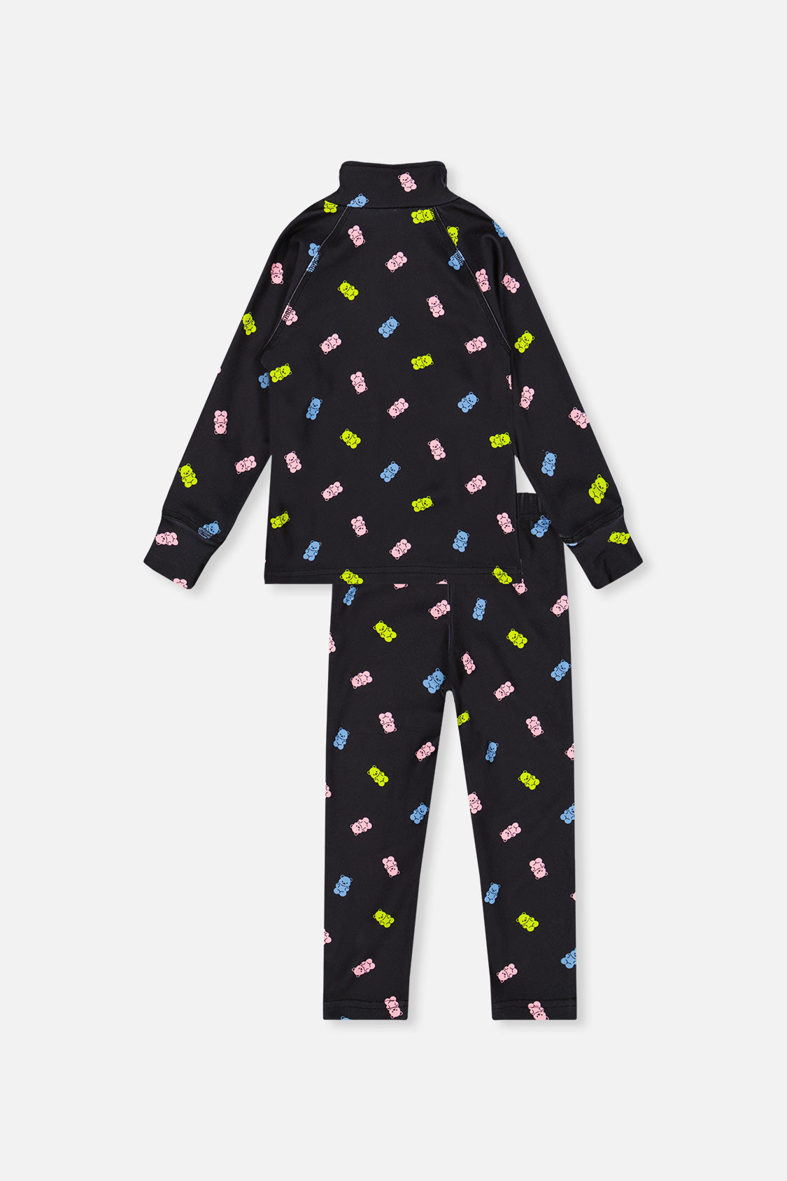 Two Piece Thermal Underwear Black Printed Gummy Bears-4