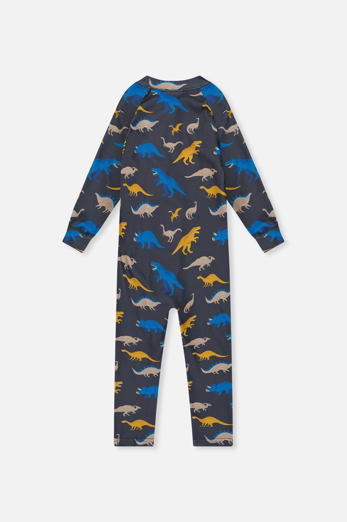 Baby One Piece Thermal Underwear Grey And Blue Dinosaur Print-4