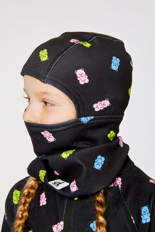 Brushed Jersey Balaclava Black Printed Gummy Bears-1