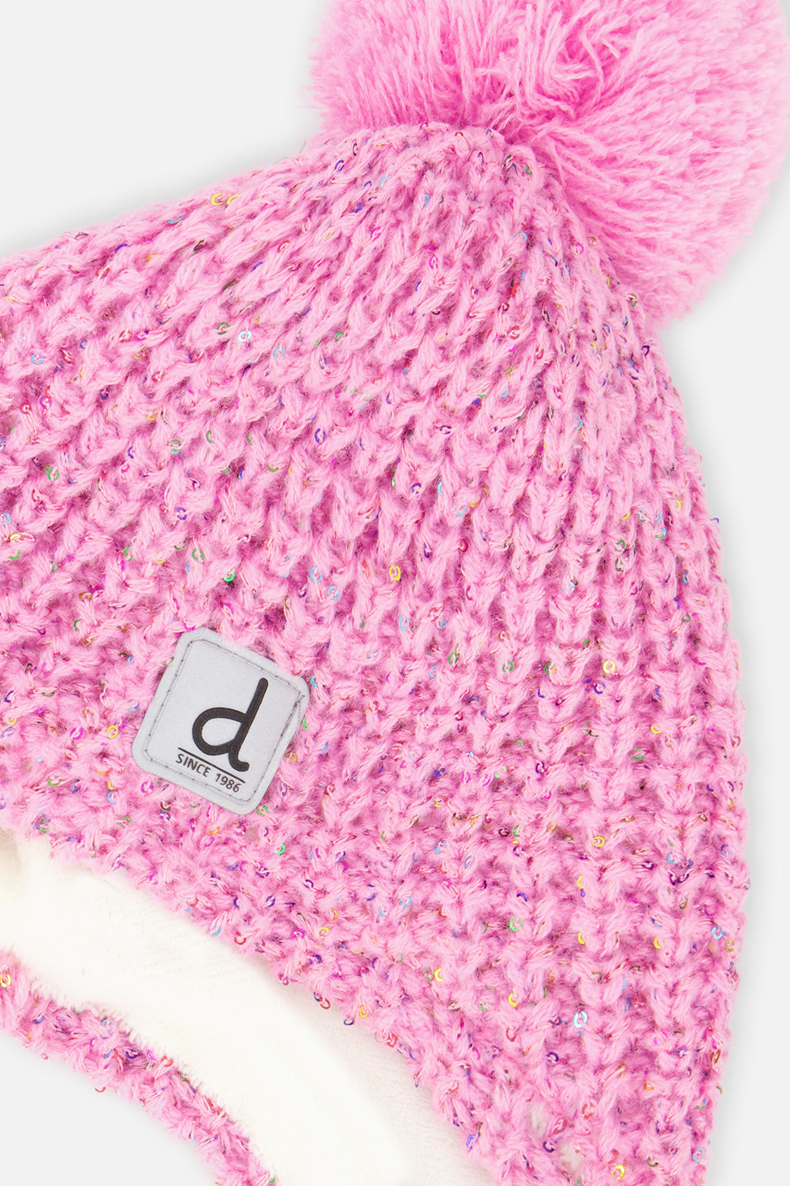 Baby Winter Peruvian Knit Hat With Pompom Pink-3
