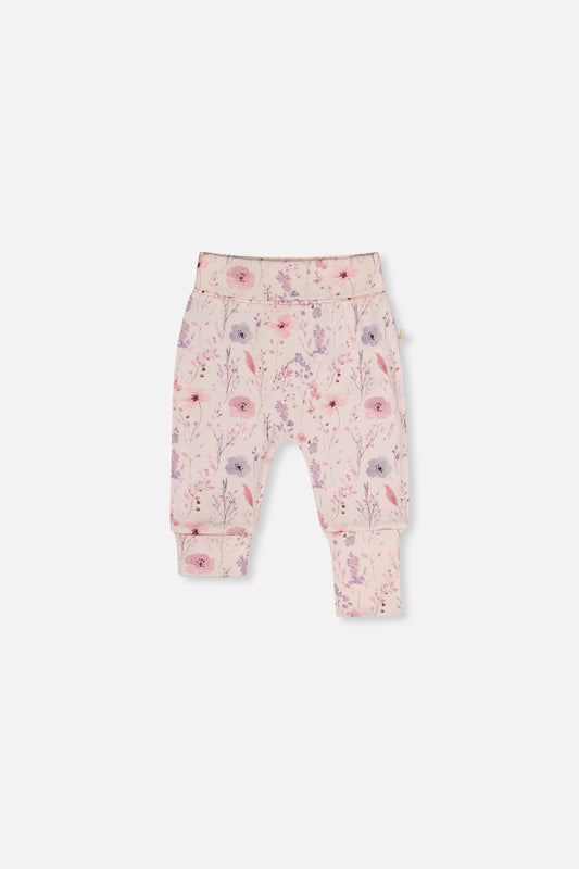 Two Pack Organic Cotton Evolutive Pants Pink Printed Flowers-1