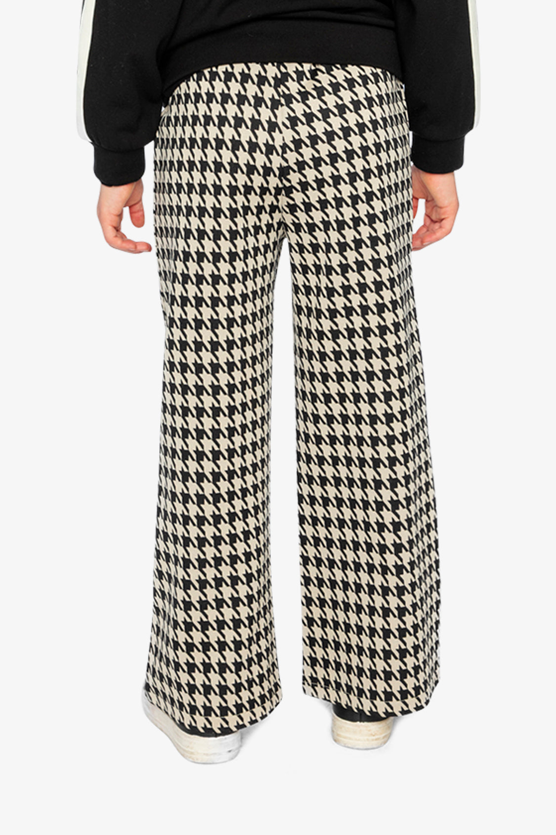 Flare Pants Black And Beige Houndstooth-4