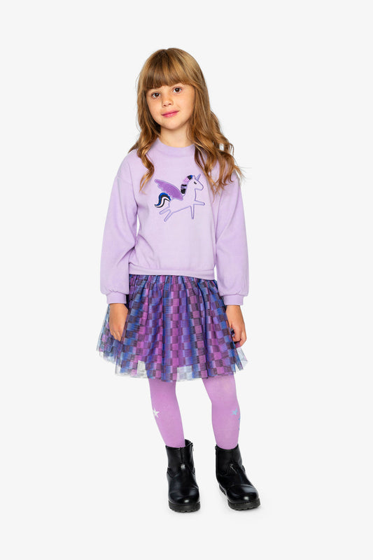 Bi-Material Dress Violet-1