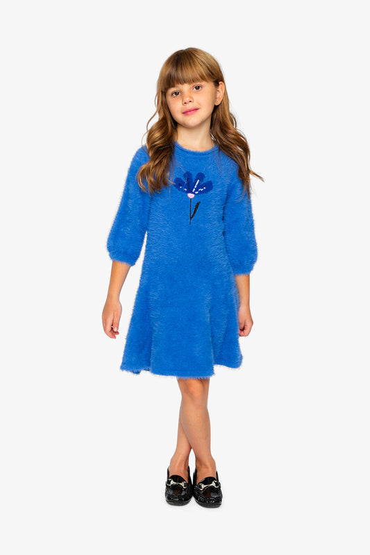 Hairy Knitted Dress Royal Blue-1