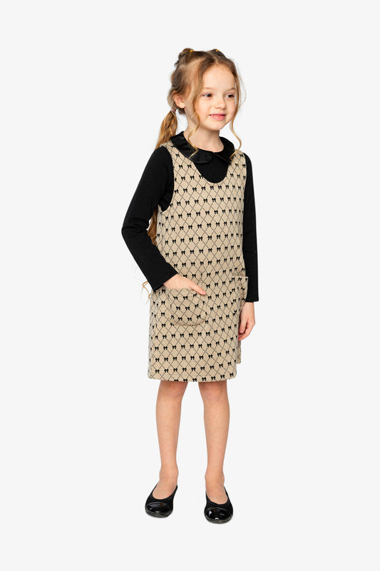 Jumper Beige Bow Tie Print-1