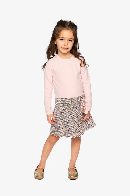 Bi-Material Dress Pink And Black Knit-1