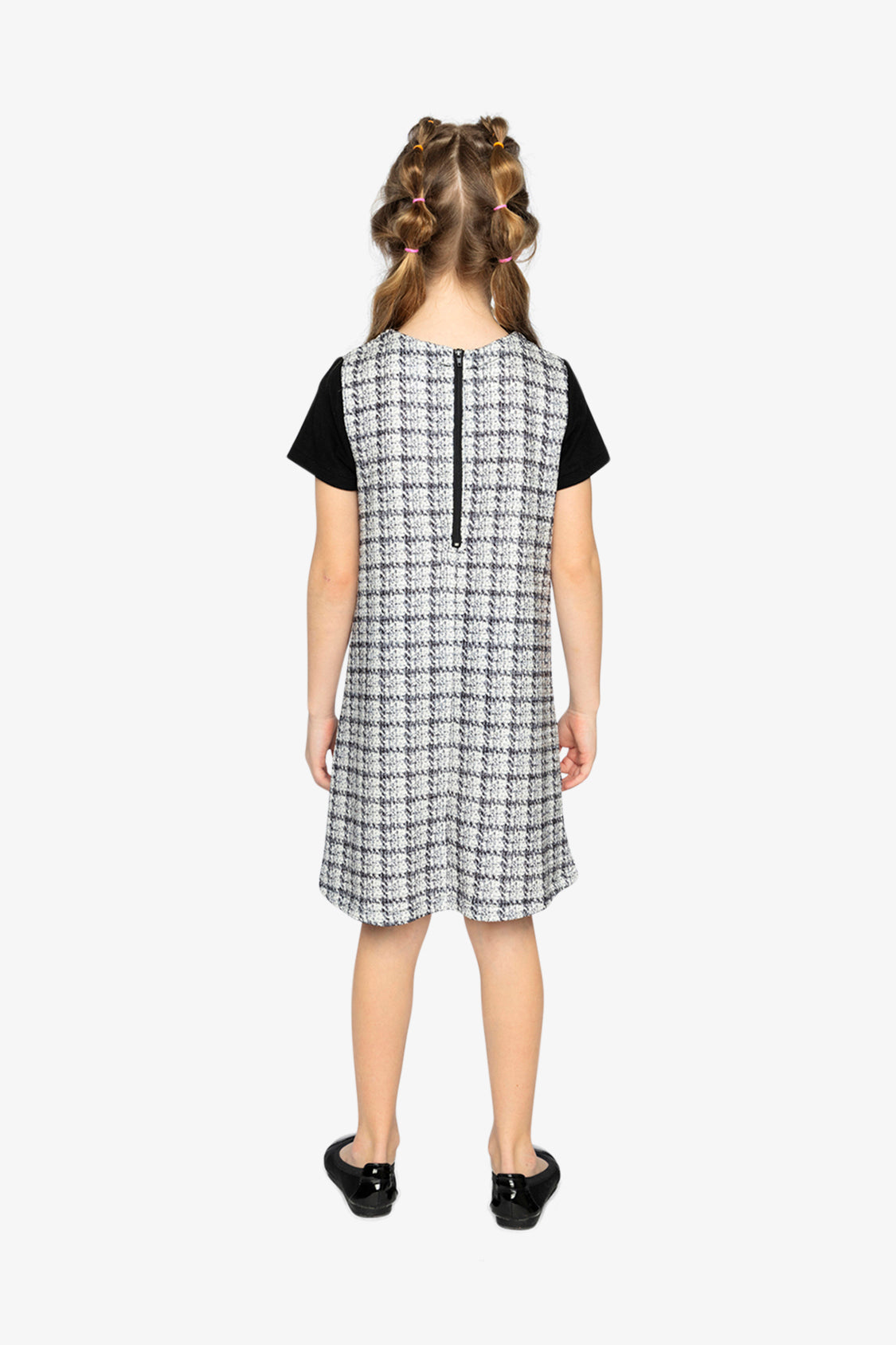 Sleeveless Knitwear A-Line Dress Black And White-4