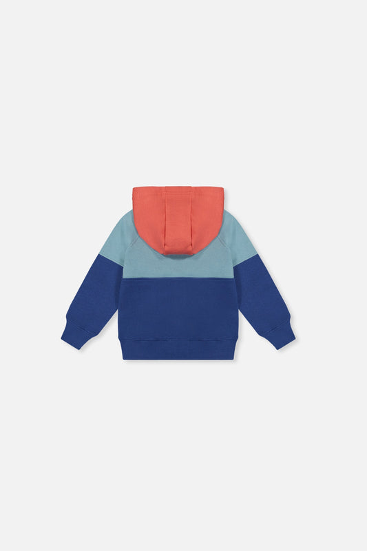 Baby Full Zip Hooded Fleece Jacket Blue, Turquoise And Orange-1