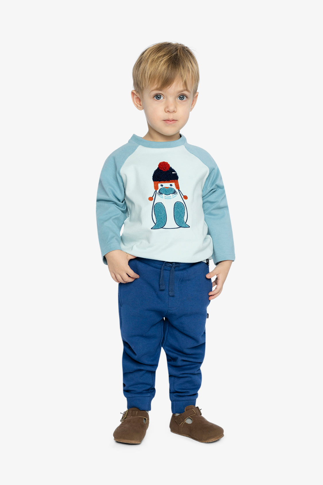Long Sleeve Raglan Organic Cotton T-Shirt Very Pale Turquoise-4
