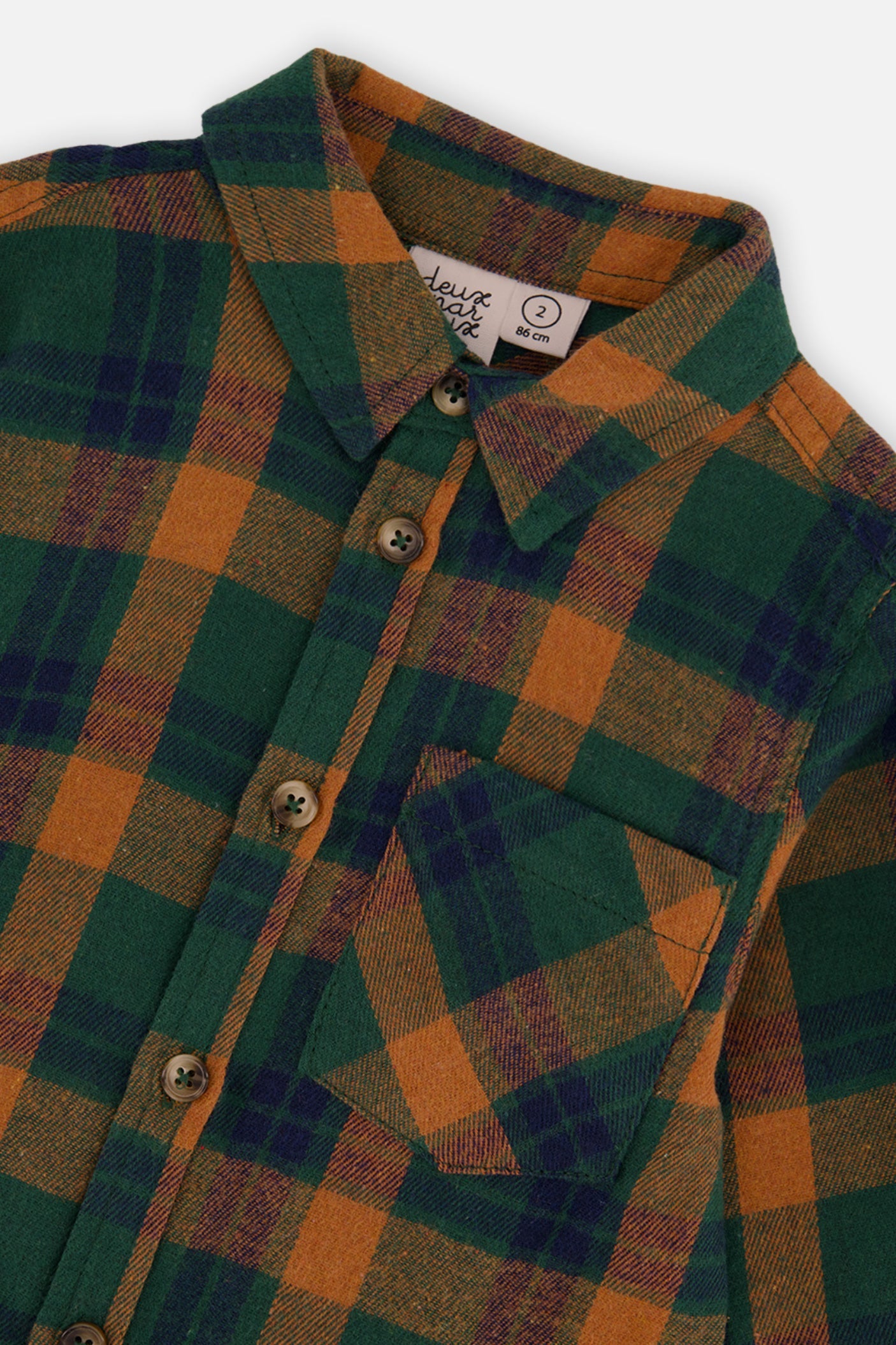Baby Plaid Shirt Orange, Blue And Green-4