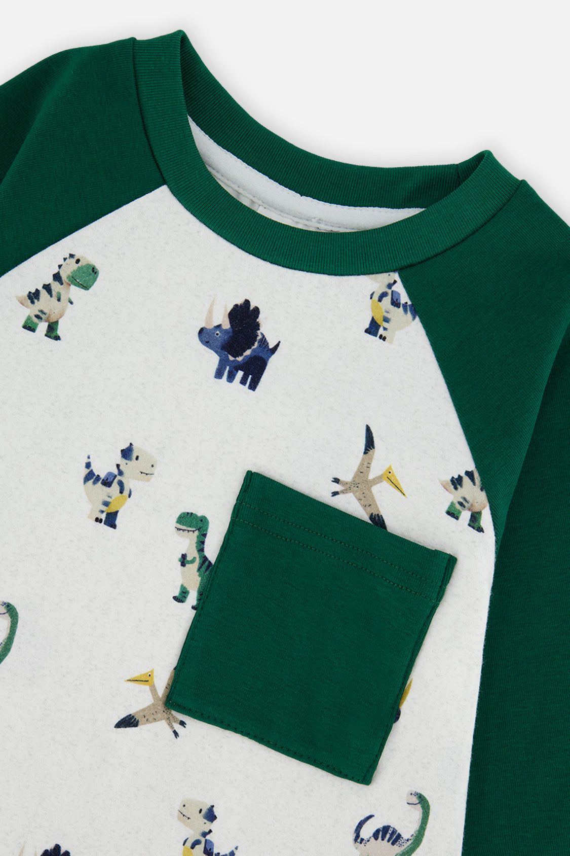 Baby Long Sleeve Raglan T-Shirt Beige Dinosaur Print-4