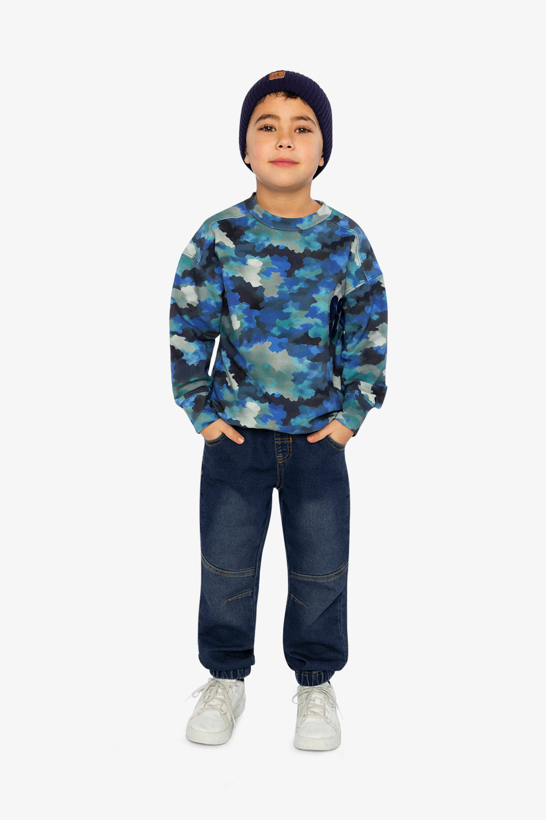 Fleece Sweatshirt Blue And Grey Camouflage-4