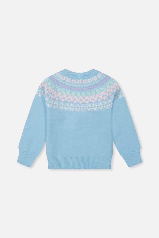 Knit Sweater With Nordic Jacquard Light Blue-1