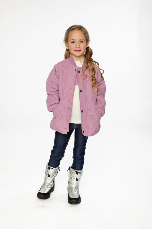 Quilted Raglan Sleeve Jacket Mauve Pink-1