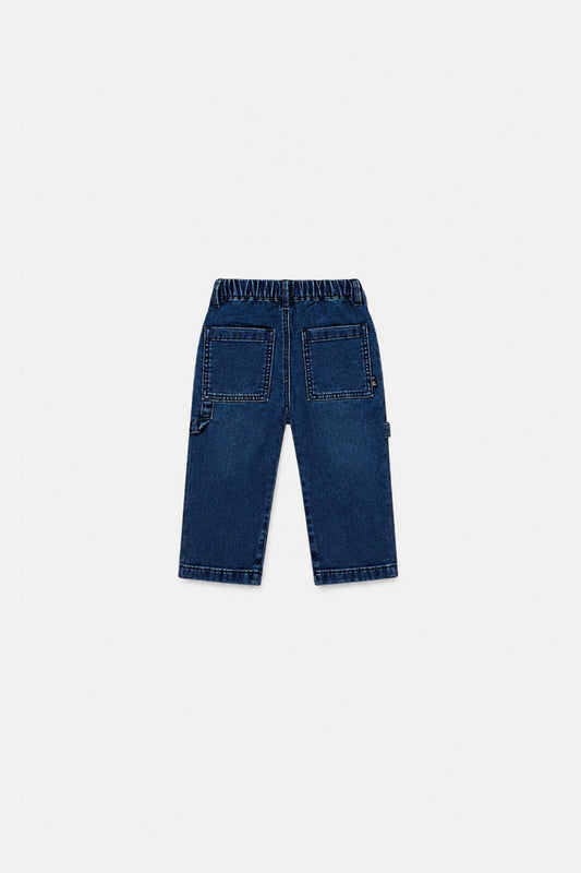 Baby French Terry Denim Pants Navy Blue-1