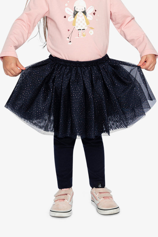Leggings With Integrated Tulle Skirt Dark Blue-1