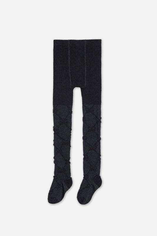 Knit Textured Tights Dark Blue-1