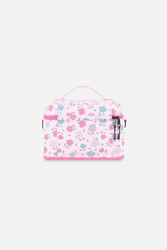 Lunch Box Pink Printed Flowers-1