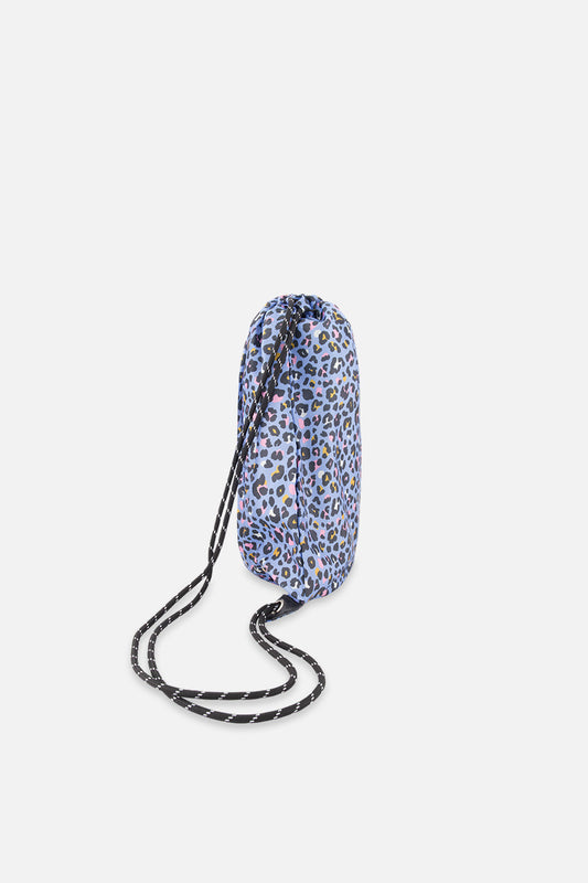 Drawstring Bag Blue Leopard Print-1