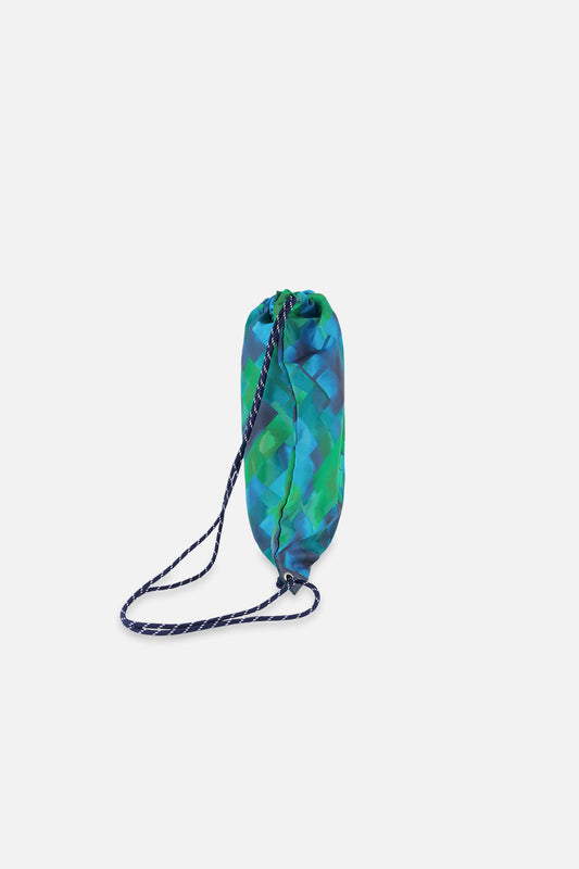 Drawstring Bag Blue Diamond Print-1