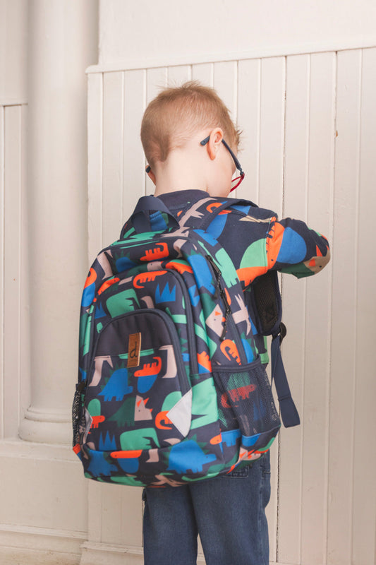 Little Kids Backpack Navy Dinosaur Print-1