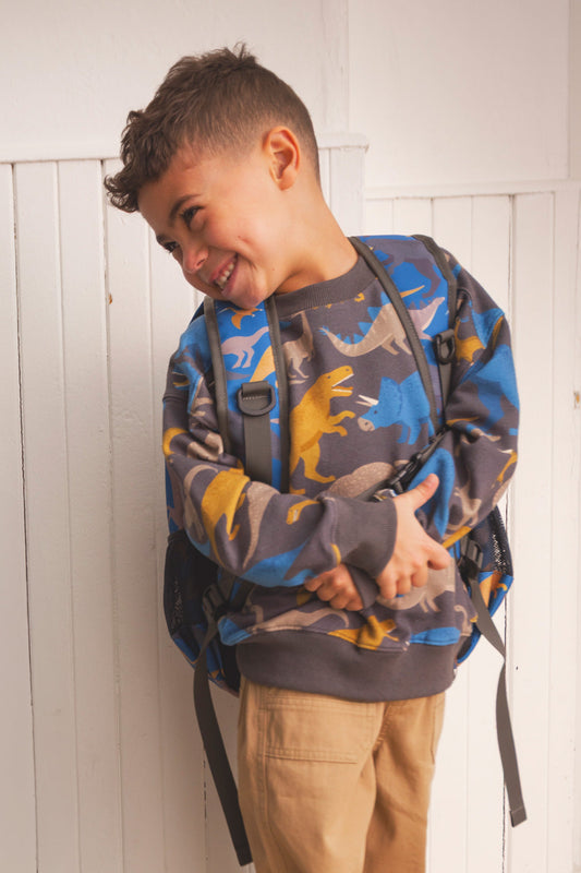 Kids Backpack Blue Dinosaur Print-1