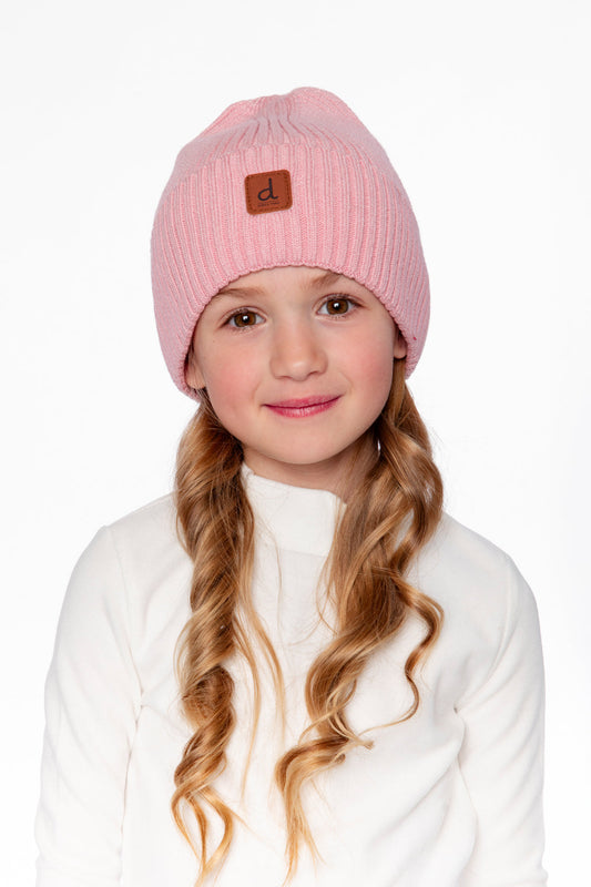 Ribbed Knit Hat Pale Dusty Pink-1