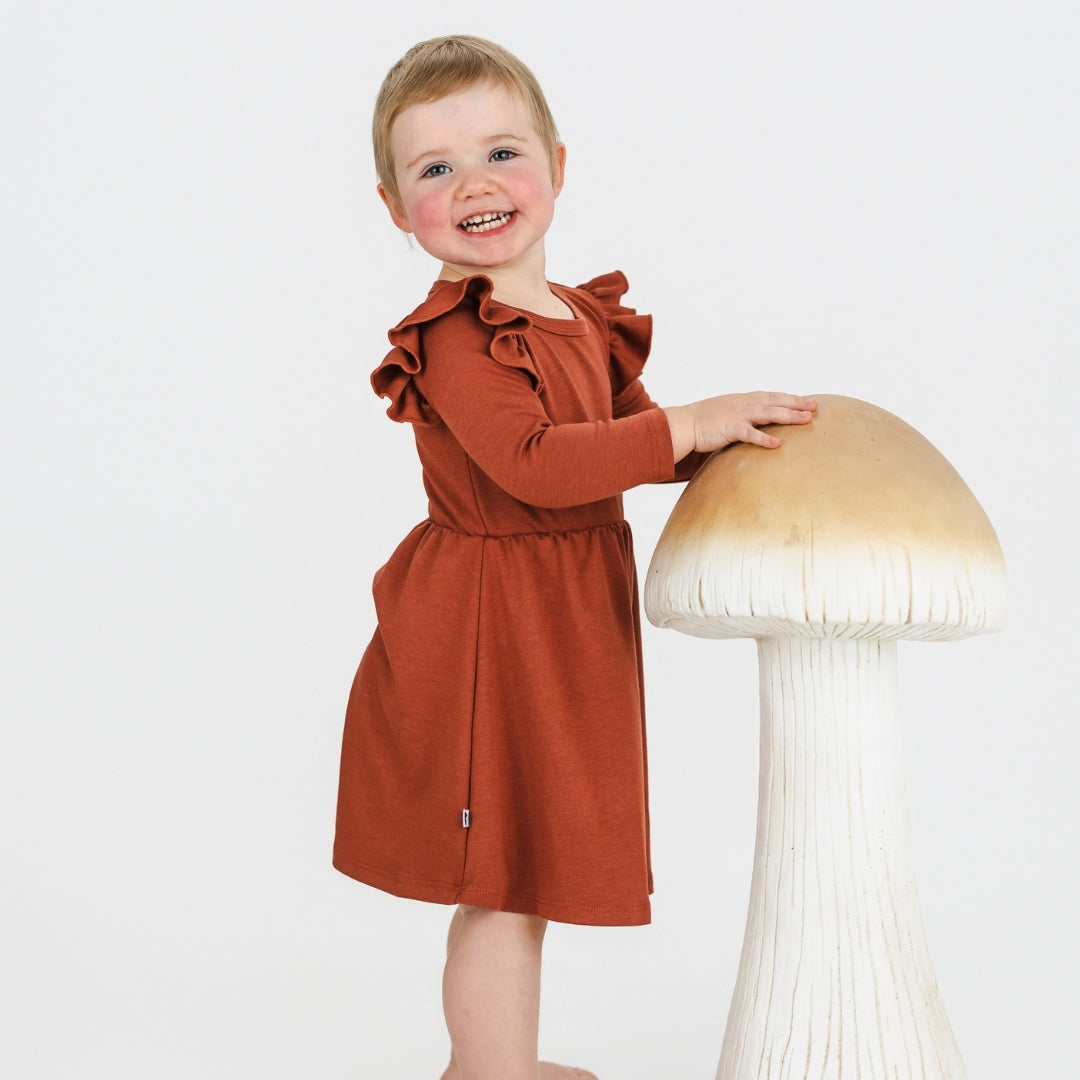 Baby/Kids' Bamboo Harper Dress | Burnt Brick-2