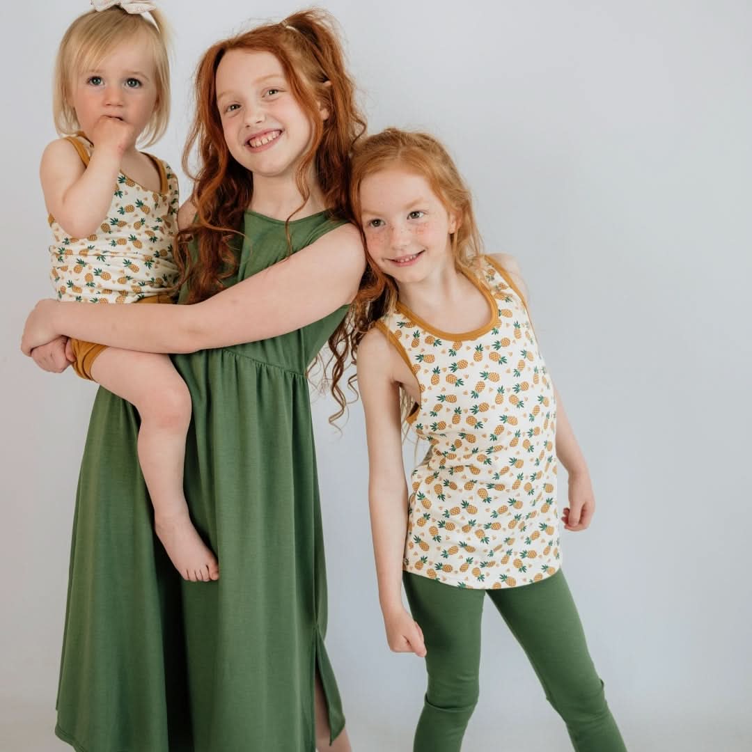 Kids' Bamboo Square Neck Midi Dress | Blue Checkers-4
