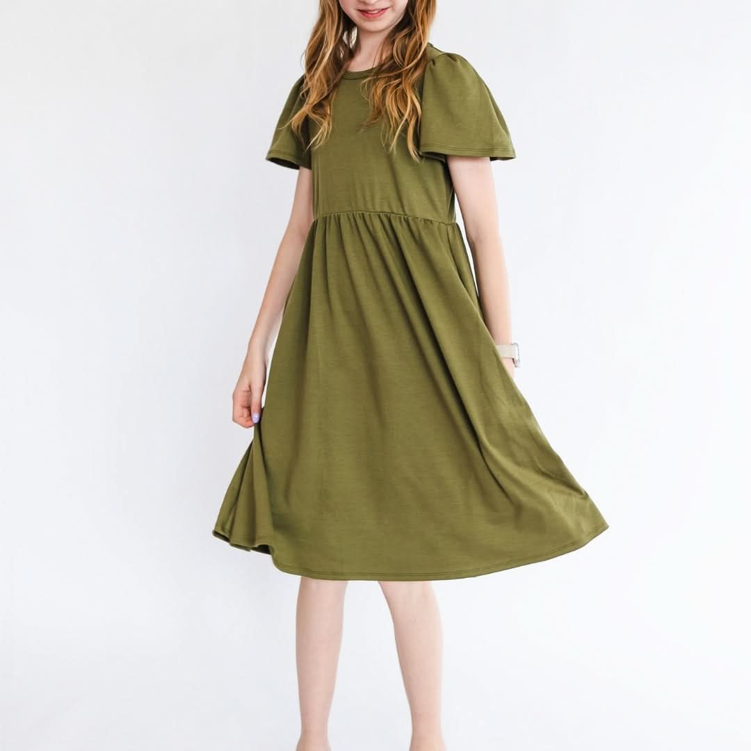 Youth Bamboo Kaia Dress | Palm Fronds-3