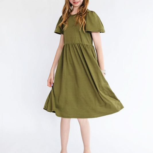 Youth Bamboo Kaia Dress | Olive-1