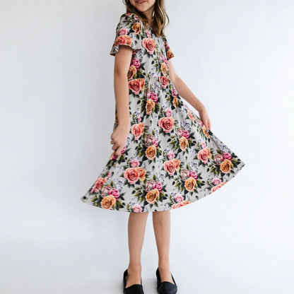 Youth Bamboo Kaia Dress | Palm Fronds-4
