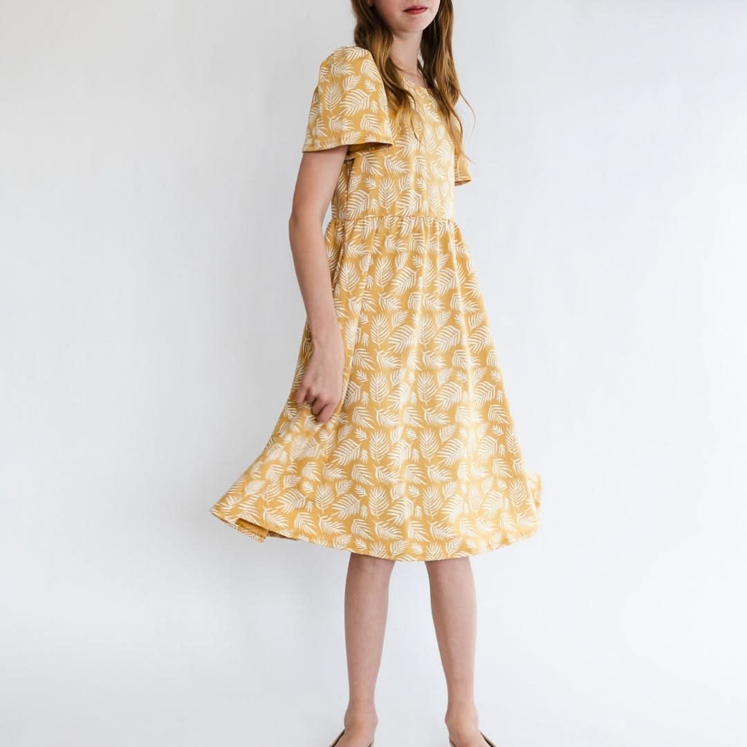 Youth Bamboo Kaia Dress | Palm Fronds-1