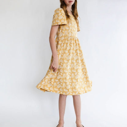 Youth Bamboo Kaia Dress | Palm Fronds-1