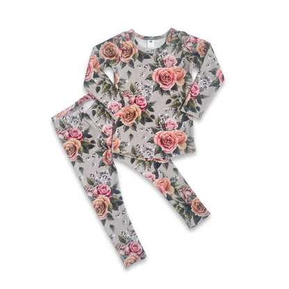 Kids' 2-Piece Bamboo Long Sleeve Lounge Set | Antique Floral-0