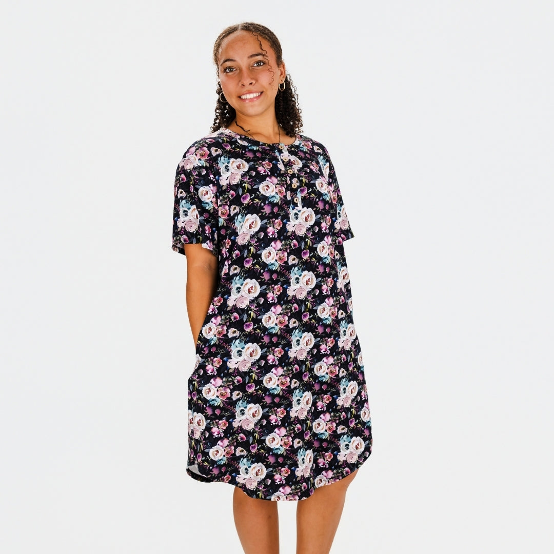 Ladies’ Bamboo Winslow Dress with Placket | Watercolour Floral-0