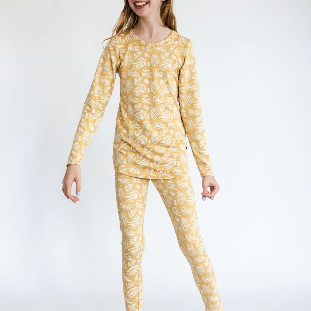 Youth 2-Piece Bamboo Long Sleeve Lounge Set | Olive-3