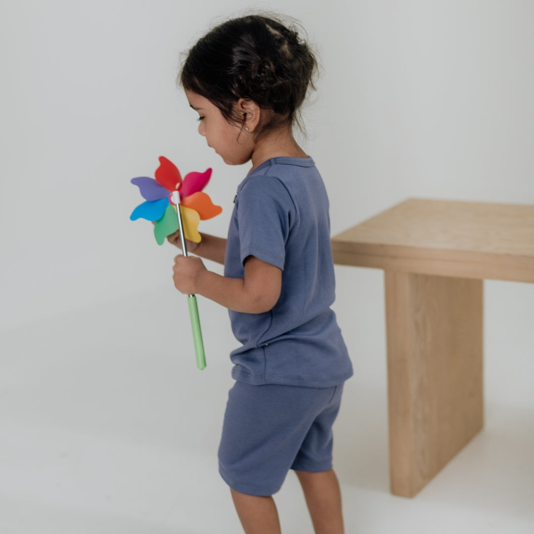 Baby/Kids 2-Piece Bamboo Short Sleeve Henley Lounge Set-1