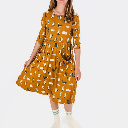 Youth Bamboo Clementine Dress | Scandi Critters-0